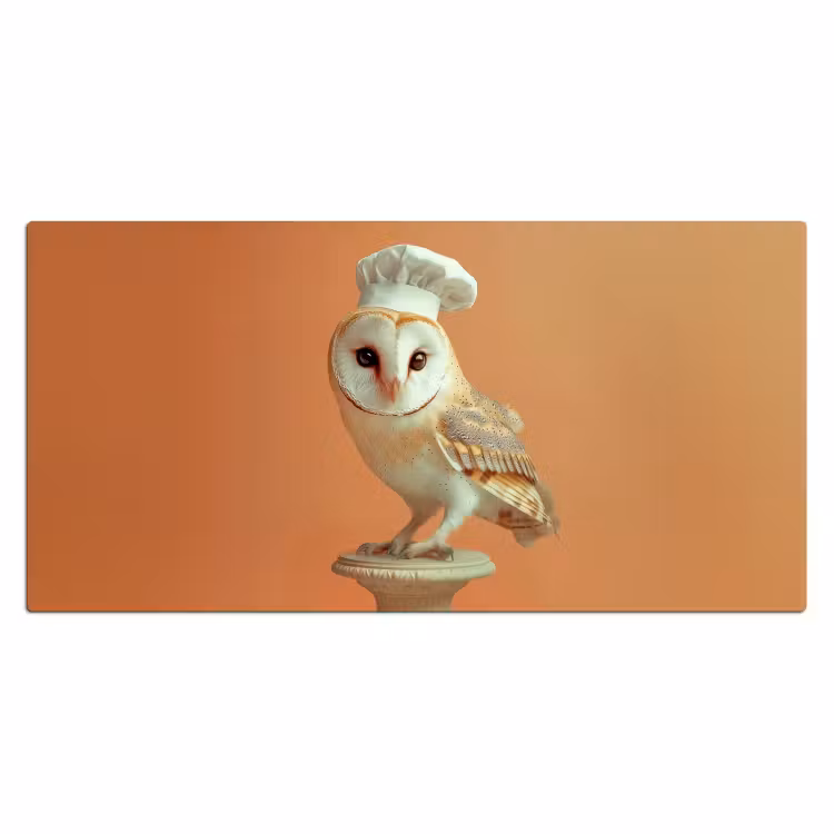 Kerkuil - Koksmuts - Oranje - Vogel Muismat XXL klein -3d_leeg