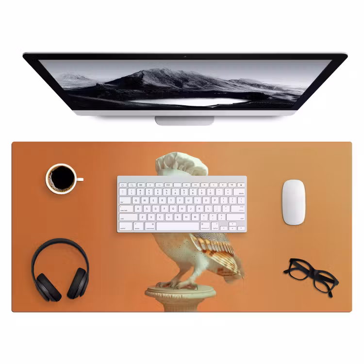 Kerkuil - Koksmuts - Oranje - Vogel Muismat XXL klein -3d