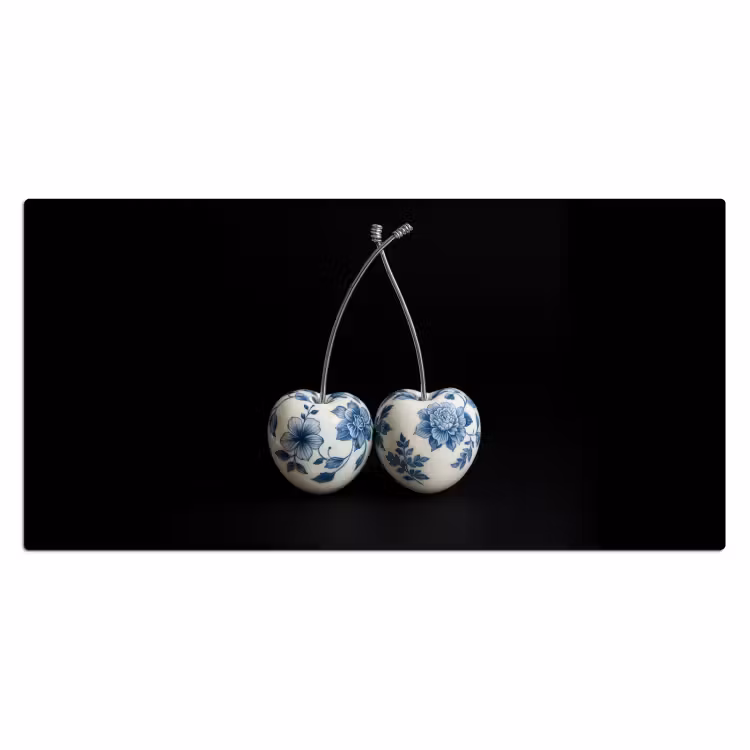 Kersen - Delfts blauw - Fruit Muismat XXL klein -3d_leeg