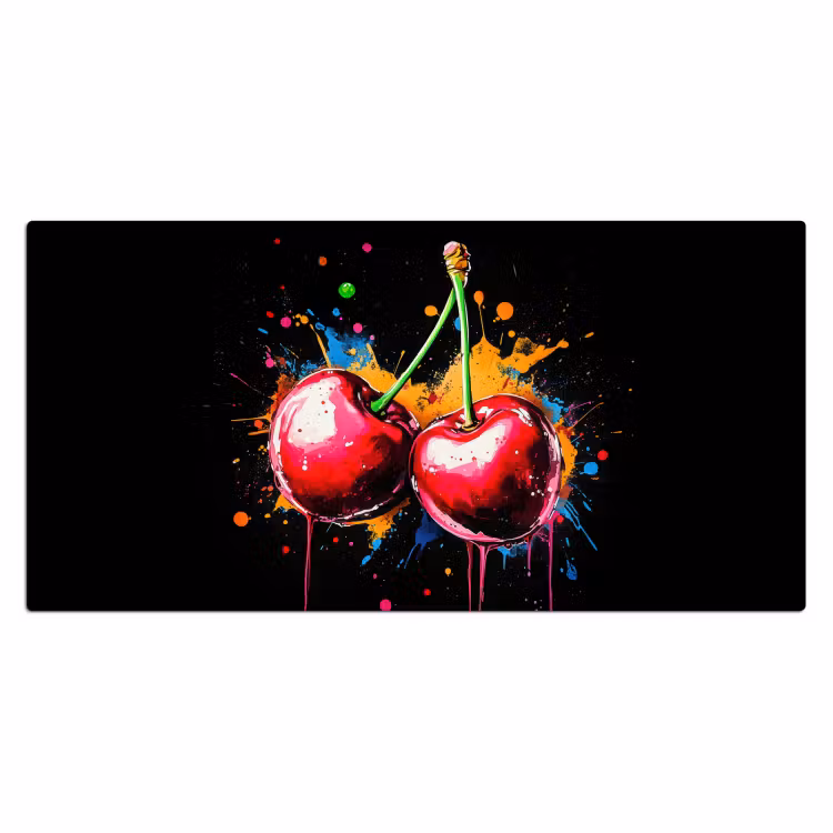 Kersen - Fruit - Graffiti - Verf - Abstract - Modern - Kleurrijk Muismat XXL klein -3d_leeg