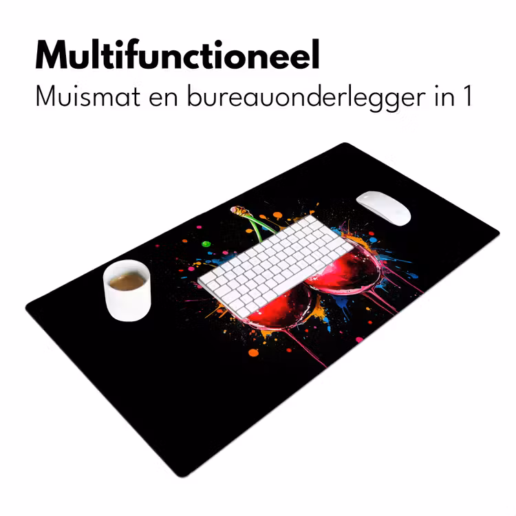 Kersen - Fruit - Graffiti - Verf - Abstract - Modern - Kleurrijk Muismat XXL klein -sfeer4