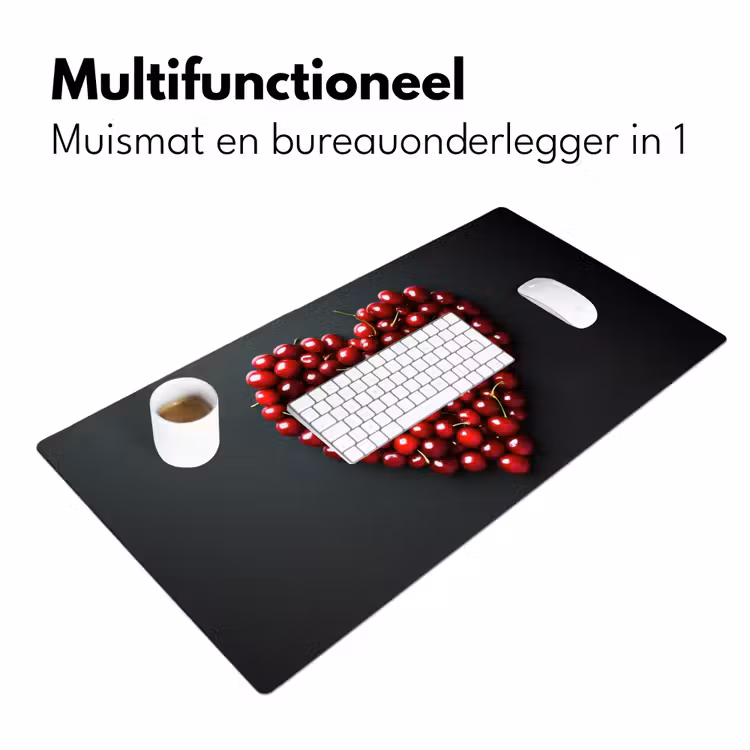 Kersen - Hart - Rood - Zwart Muismat XXL klein -sfeer4