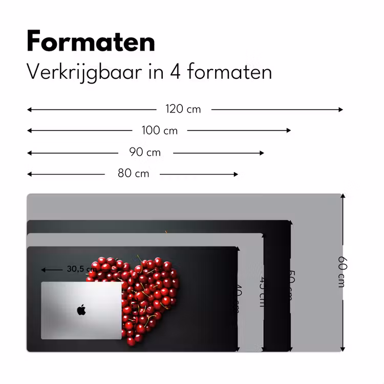 Kersen - Hart - Rood - Zwart Muismat XXL klein -sfeer5