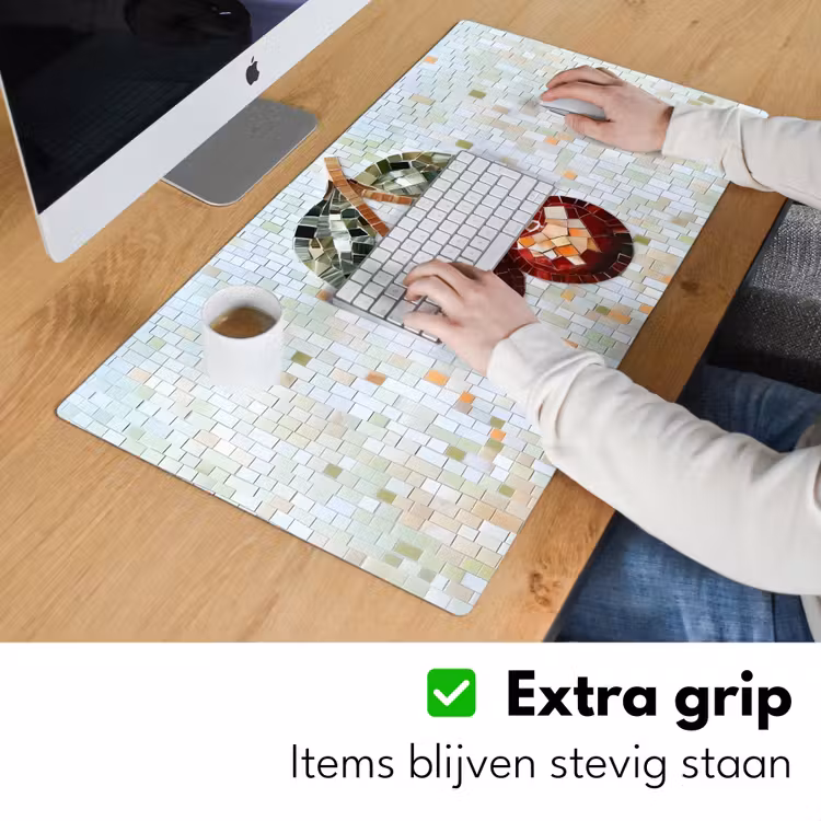 Kersen - Rood - Mozaïek - Blaadjes Muismat XXL klein -sfeer3