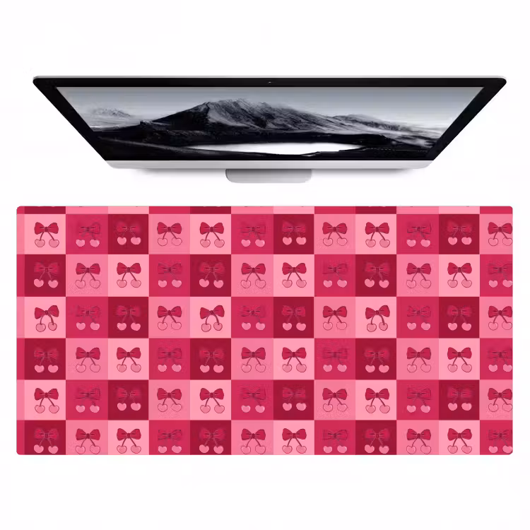Kersen - Strikjes - Speels - Roze - Bordeaux Muismat XXL klein 681 -zzz3d