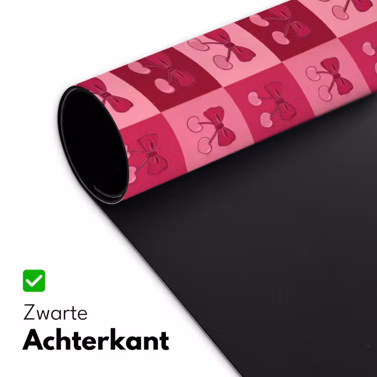 Kersen - Strikjes - Speels - Roze - Bordeaux Muismat XXL klein 681 -sfeer2
