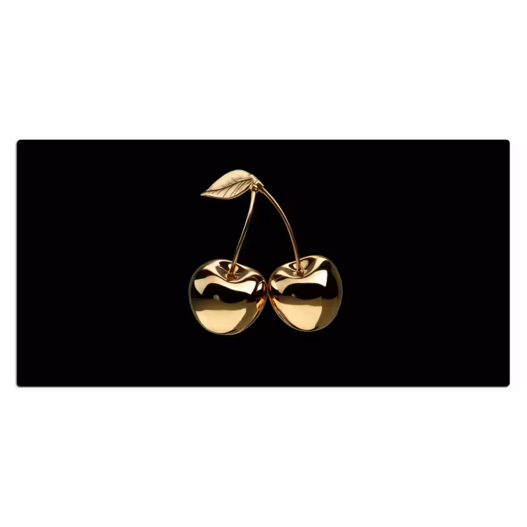 Kersen - Zwart - Goud - Chrome Muismat XXL klein -3d_leeg