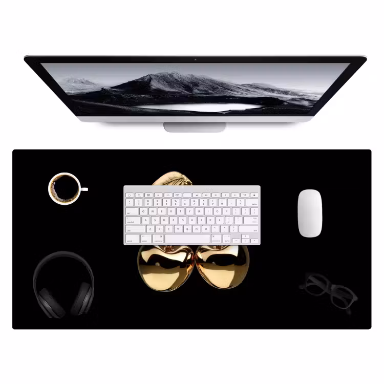 Kersen - Zwart - Goud - Chrome Muismat XXL klein -3d