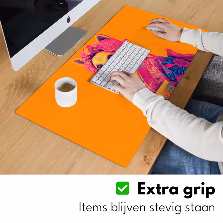 Kimono - Hondje - Bloemenkroon - Oranje Muismat XXL klein -sfeer3