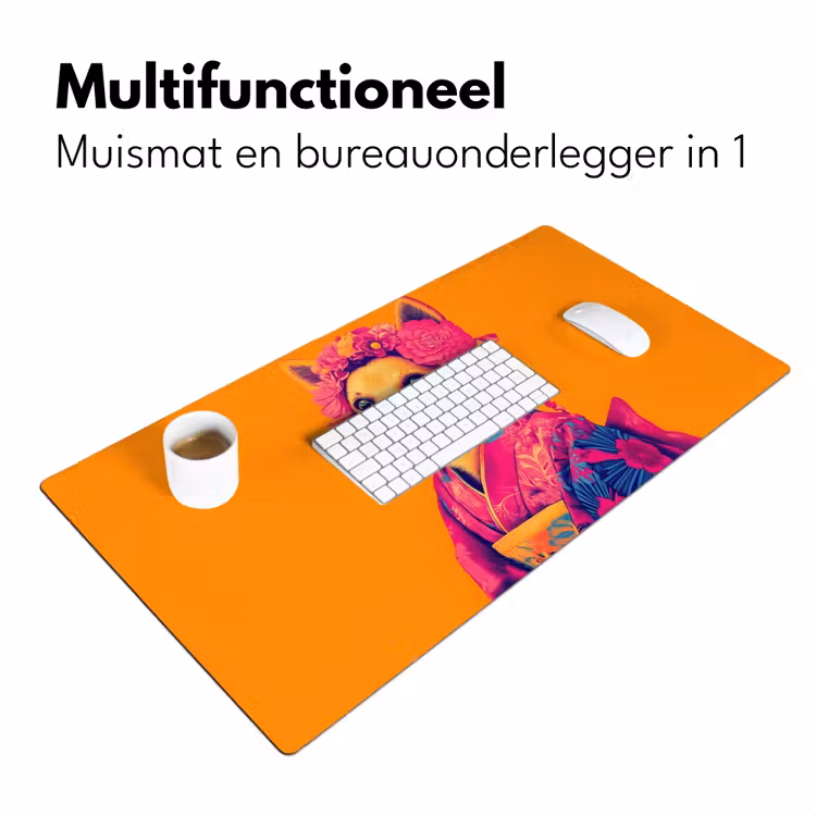 Kimono - Hondje - Bloemenkroon - Oranje Muismat XXL klein -sfeer4