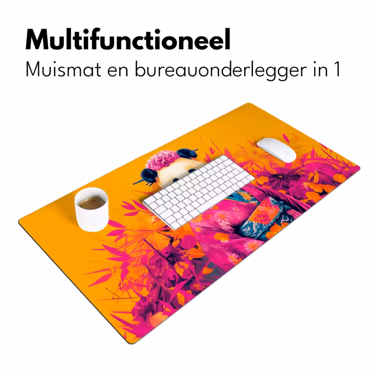 Kimono - Roze - Panda - Bloemenkroon Muismat XXL klein -sfeer4