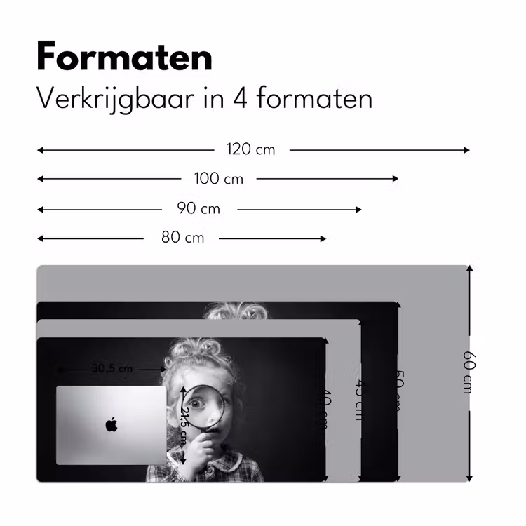 Kind - Vergrootglas - Portret - Zwart-wit Muismat XXL klein -sfeer5