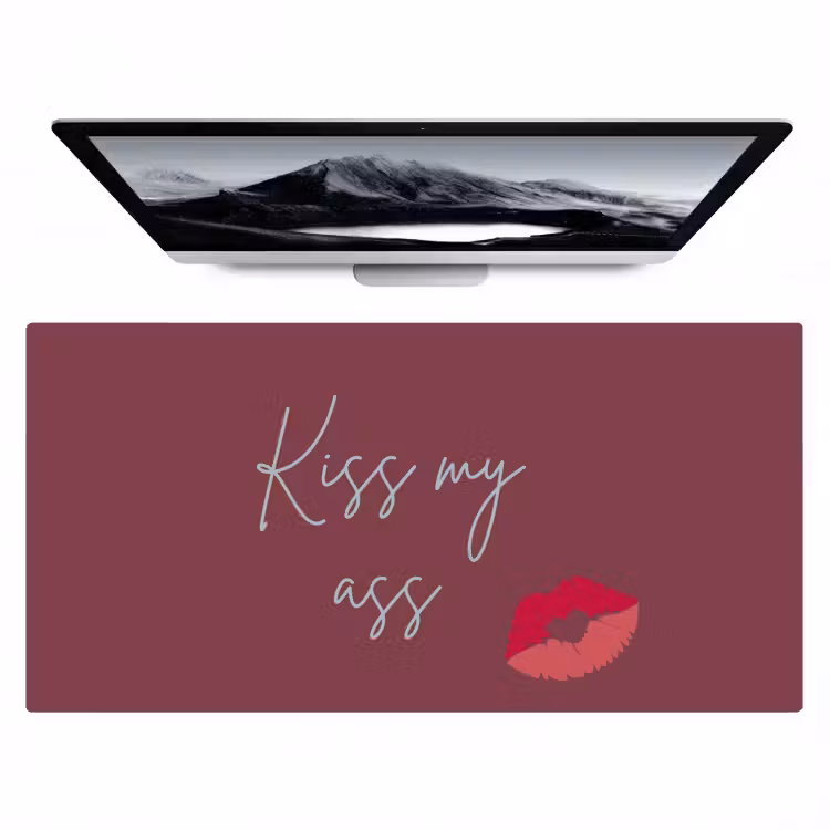 Kiss my ass - Lip - Bordeaux Muismat XXL klein -zzz3d