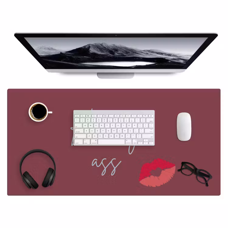 Kiss my ass - Lip - Bordeaux Muismat XXL klein -3d