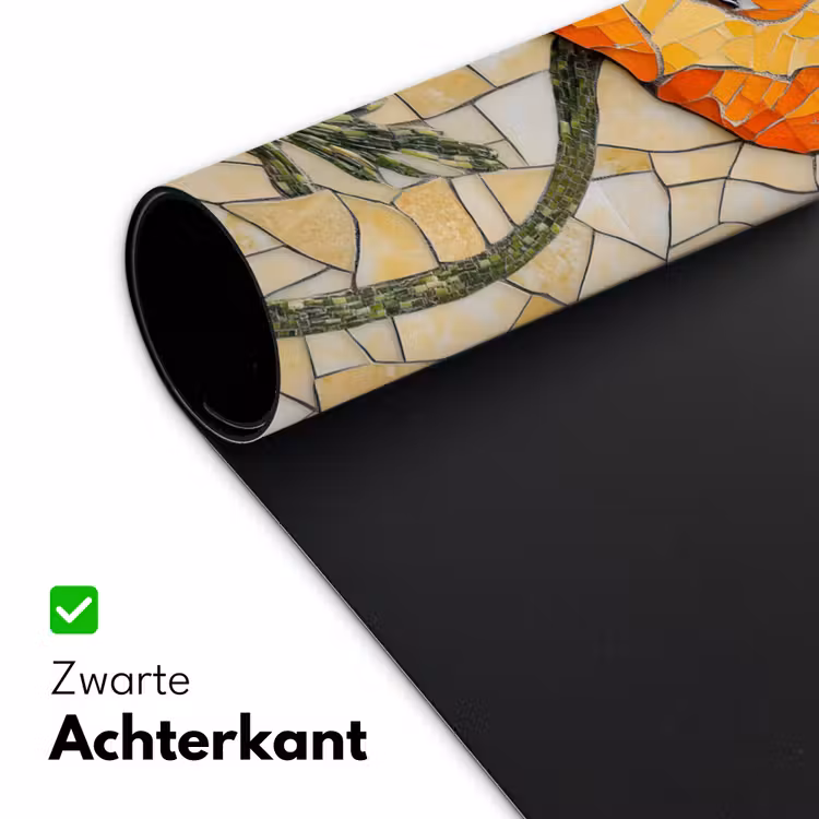 Klaprozen - Oranje - Mozaïek - Bladeren Muismat XXL klein -sfeer2
