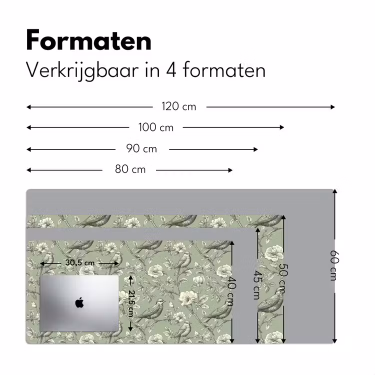 Klassiek - Botanisch - Groen Muismat XXL klein 681 -sfeer5