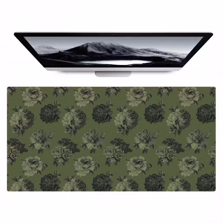 Klassiek - botanisch - olijfgroen - bloemen Muismat XXL klein 681 -zzz3d