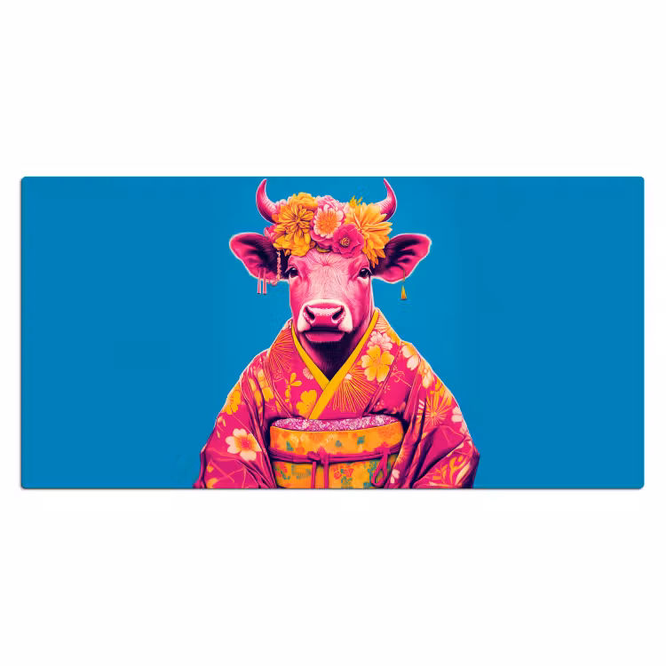 Koe - Bloemenkrans - Oorhangers - Kimono Muismat XXL klein -3d_leeg