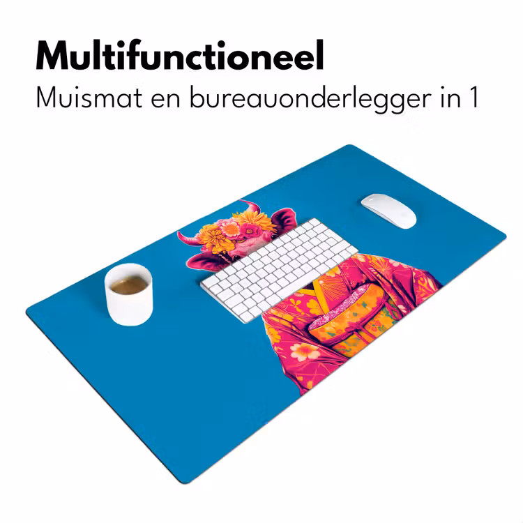 Koe - Bloemenkrans - Oorhangers - Kimono Muismat XXL klein -sfeer4