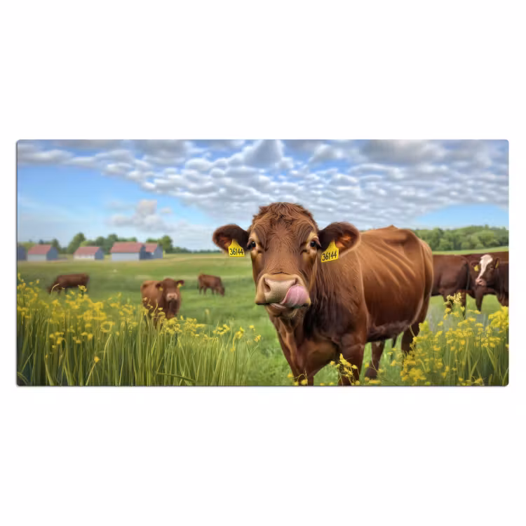 Koe - Weide - Bloemen Muismat XXL klein -3d_leeg