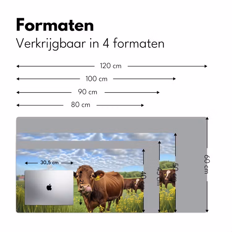 Koe - Weide - Bloemen Muismat XXL klein -sfeer5