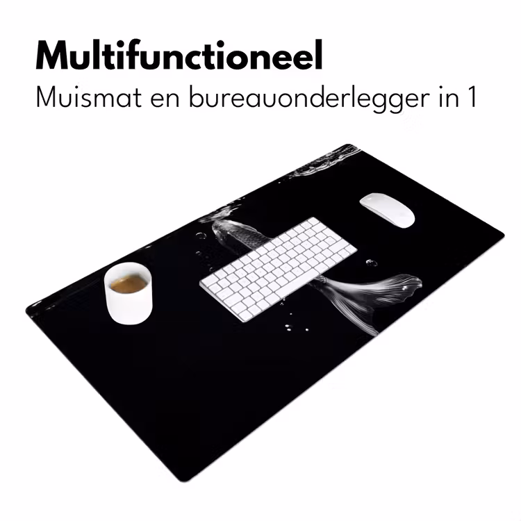 Koi - Vissen - Water - Zwart Muismat XXL klein -sfeer4