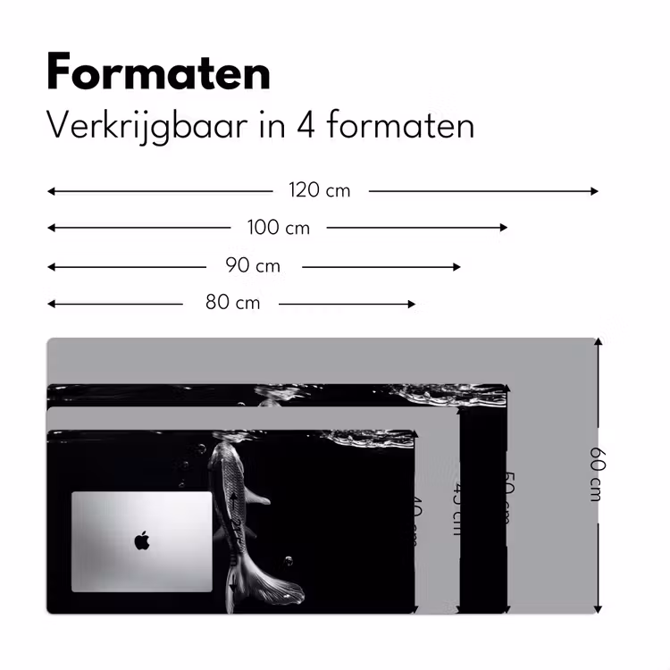 Koi - Vissen - Water - Zwart Muismat XXL klein -sfeer5
