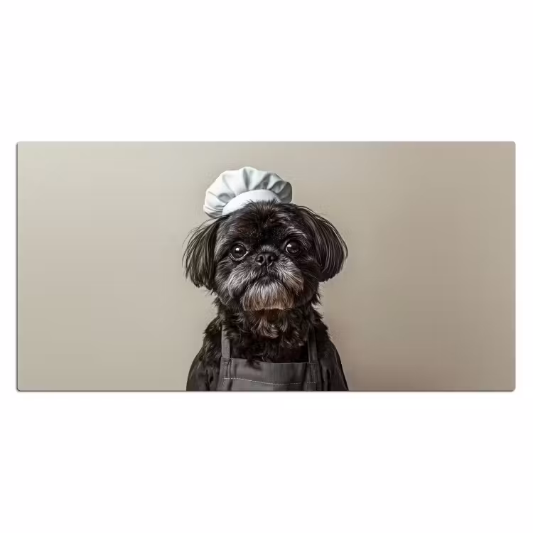 Kokskleding - Zwart - Hondje Muismat XXL klein -3d_leeg