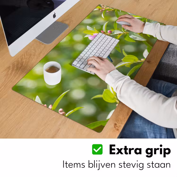 Kolibrie - Bloem - Natuur - Groen Muismat XXL klein -sfeer3