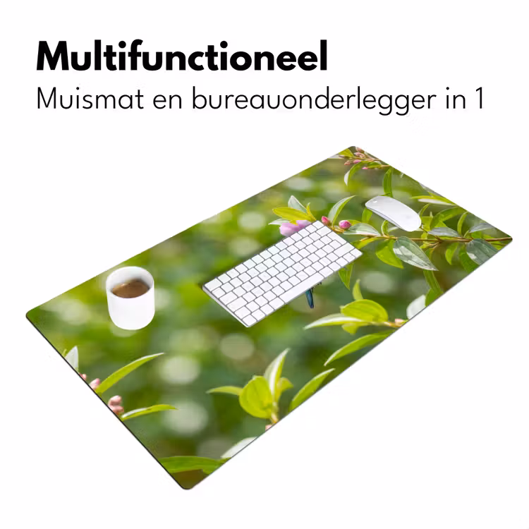 Kolibrie - Bloem - Natuur - Groen Muismat XXL klein -sfeer4