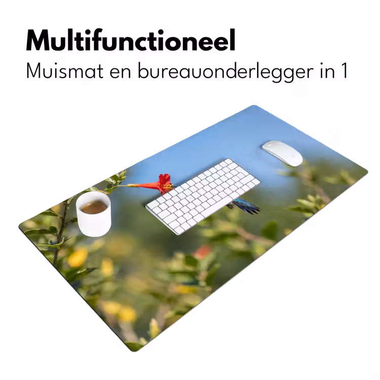 Kolibrie - Bloem - Natuur - Groen Muismat XXL klein -sfeer4