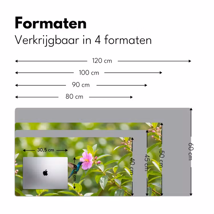 Kolibrie - Bloem - Natuur - Groen Muismat XXL klein -sfeer5