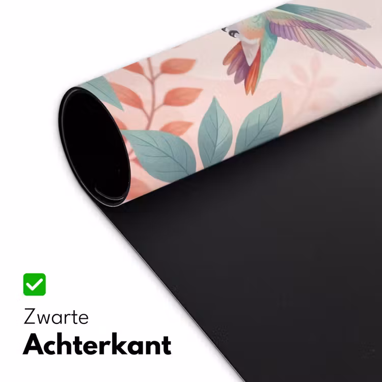 Kolibrie - Vliegen - Natuur - Illustratie - Kleurrijk Muismat XXL klein -sfeer2