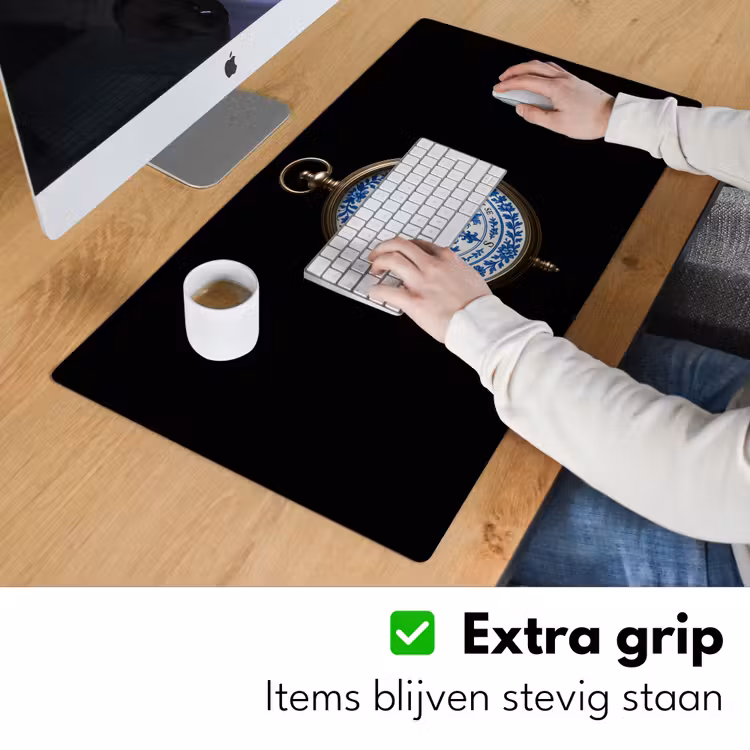 Kompas - Delfts blauw - Zwart Muismat XXL klein -sfeer3