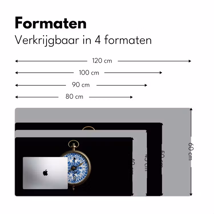 Kompas - Delfts blauw - Zwart Muismat XXL klein -sfeer5