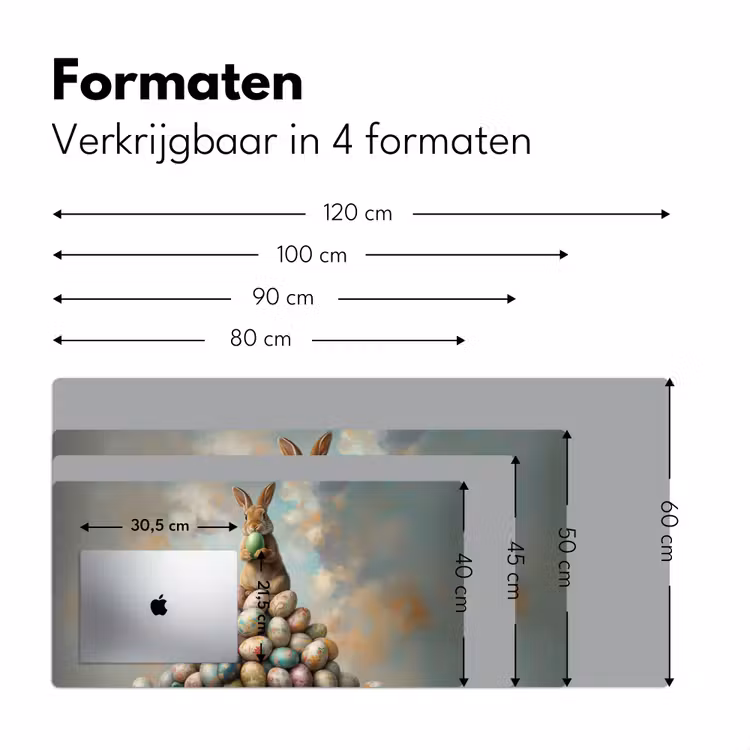 Konijn - Eieren - Kleurrijk Muismat XXL klein -sfeer5