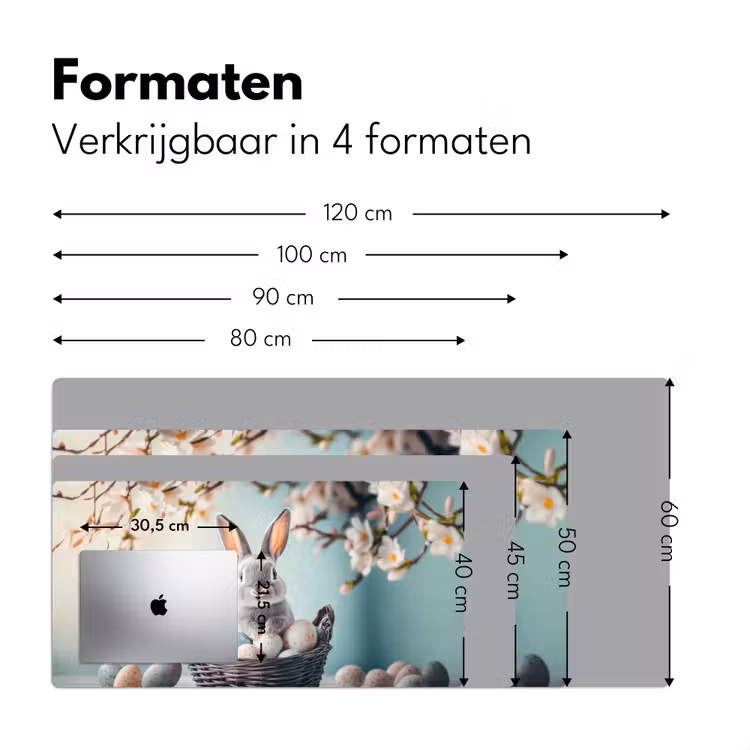 Konijn - Eieren - Mand Muismat XXL klein -sfeer5