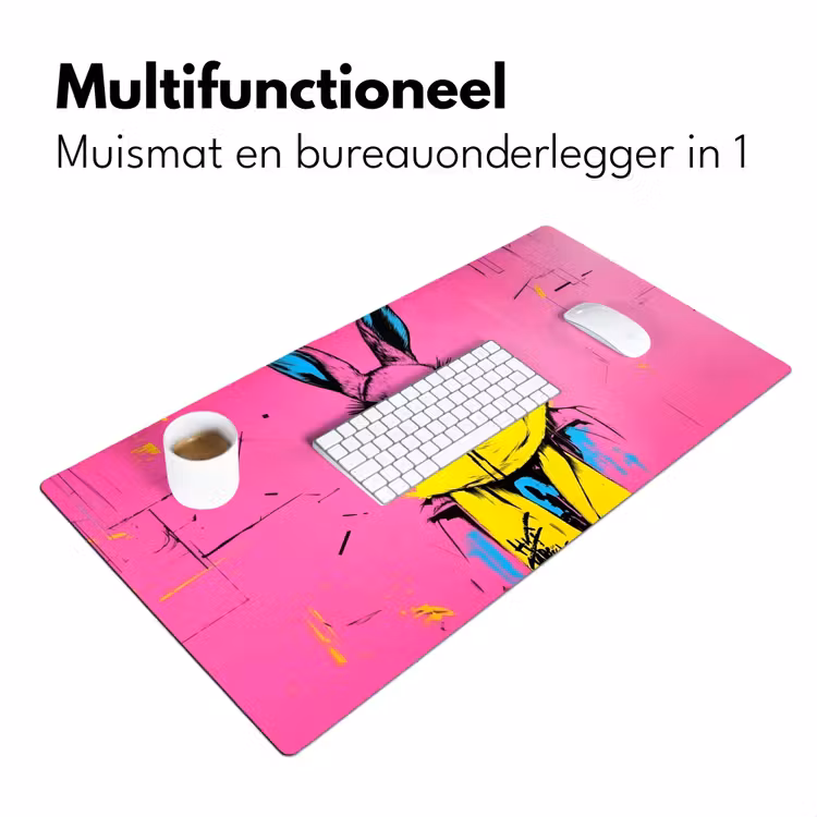 Konijn - Felroze - Sjaal - Abstract Muismat XXL klein -sfeer4