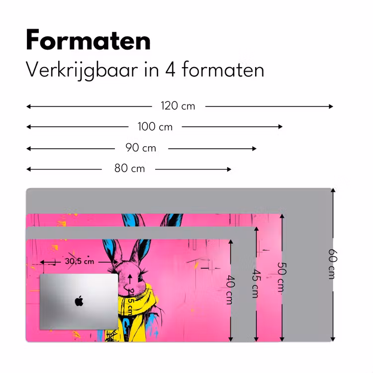 Konijn - Felroze - Sjaal - Abstract Muismat XXL klein -sfeer5