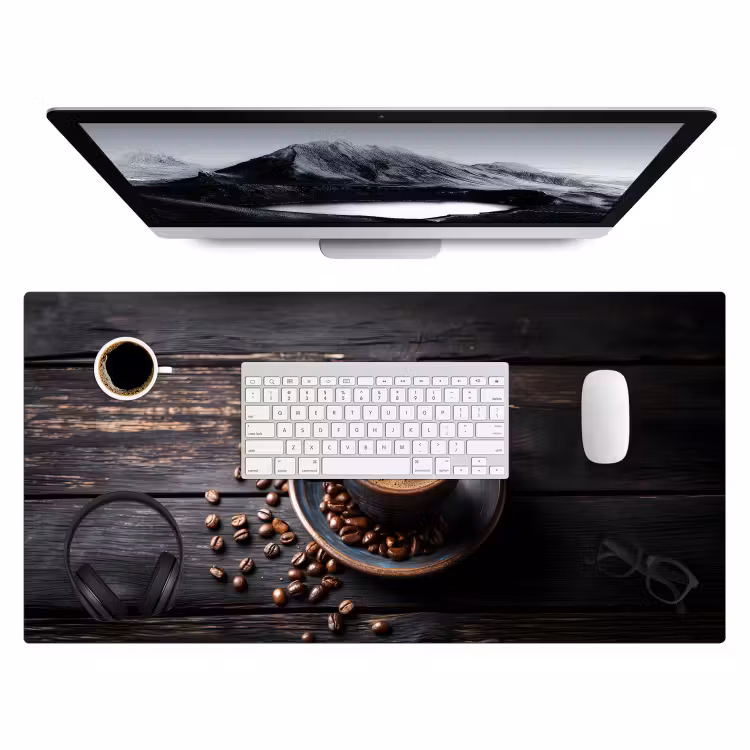 Kop - Koffie - Hout - Bonen Muismat XXL klein -3d