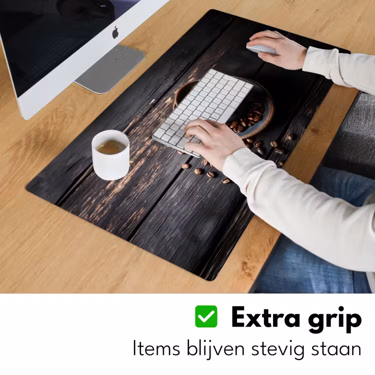 Kop - Koffie - Hout - Bonen Muismat XXL klein -sfeer3
