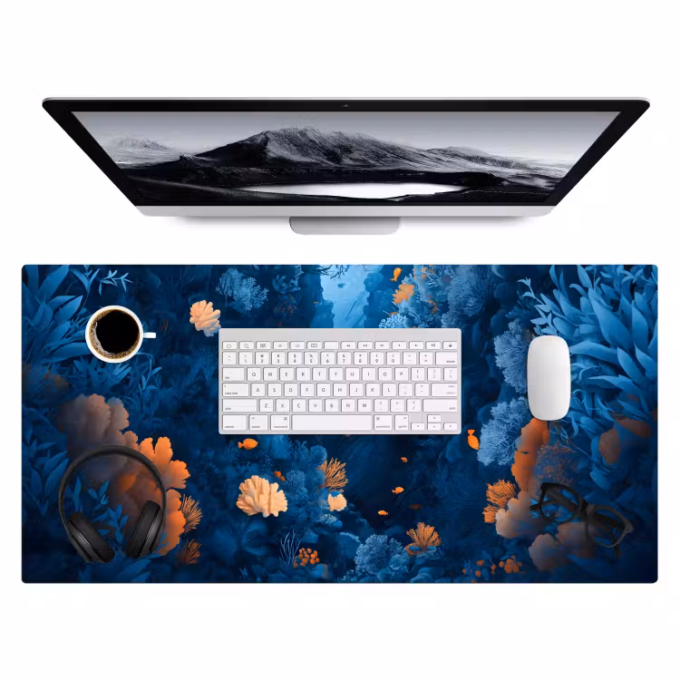 Koraalrif - Vissen - Oceaan - Blauw Muismat XXL klein -3d