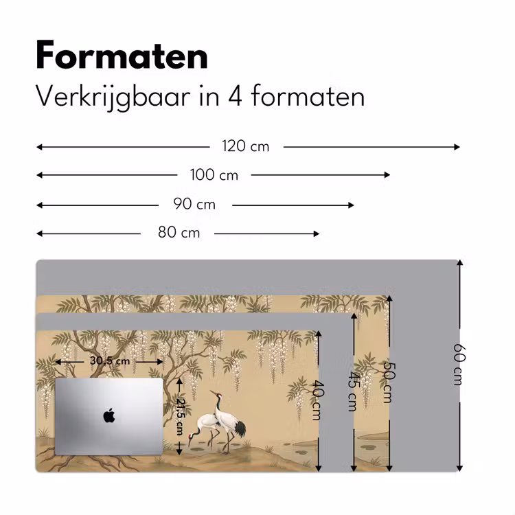 Kraanvogels - Water - Beige Muismat XXL klein -sfeer5
