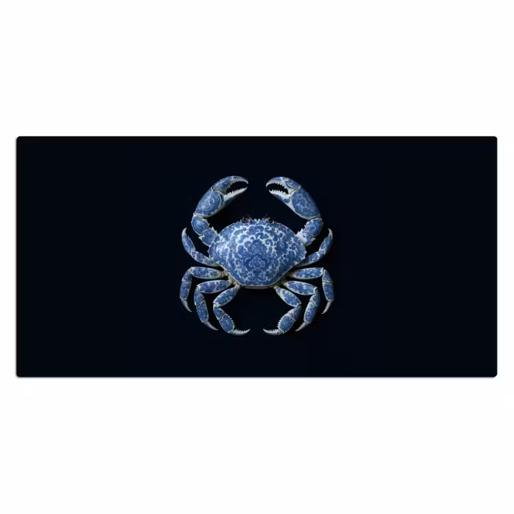 Krab - Delfts blauw - Dieren Muismat XXL klein -3d_leeg