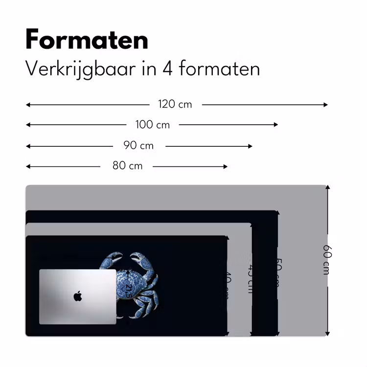 Krab - Delfts blauw - Dieren Muismat XXL klein -sfeer5