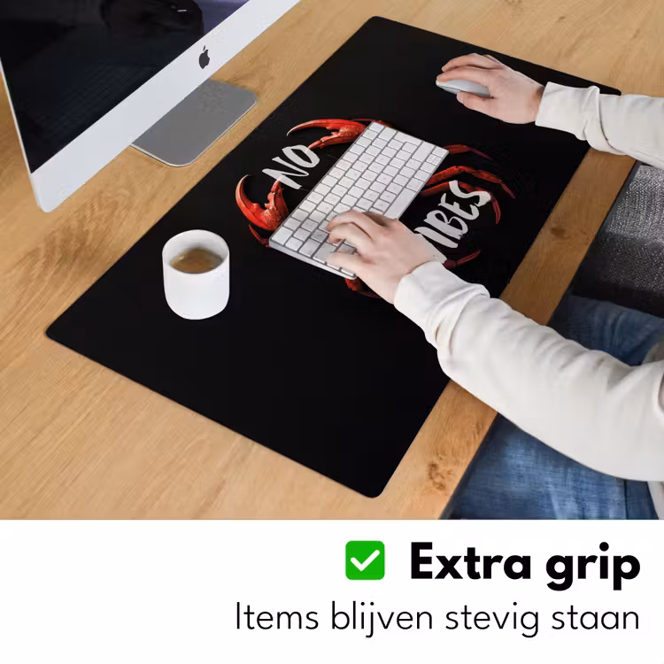 Krab - Rood - Tekst - Zwart Muismat XXL klein -sfeer3