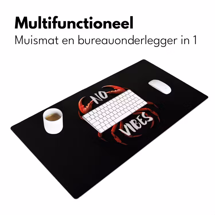 Krab - Rood - Tekst - Zwart Muismat XXL klein -sfeer4