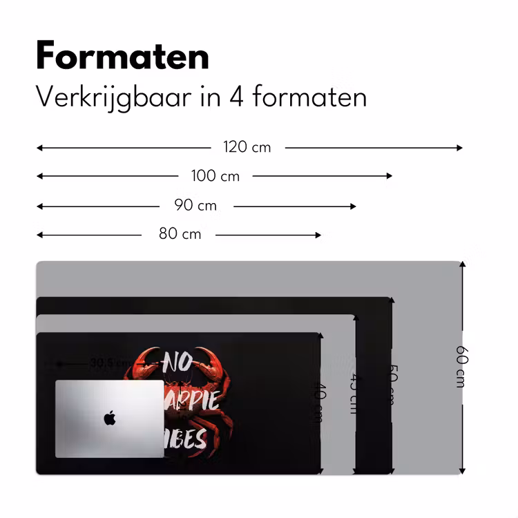 Krab - Rood - Tekst - Zwart Muismat XXL klein -sfeer5