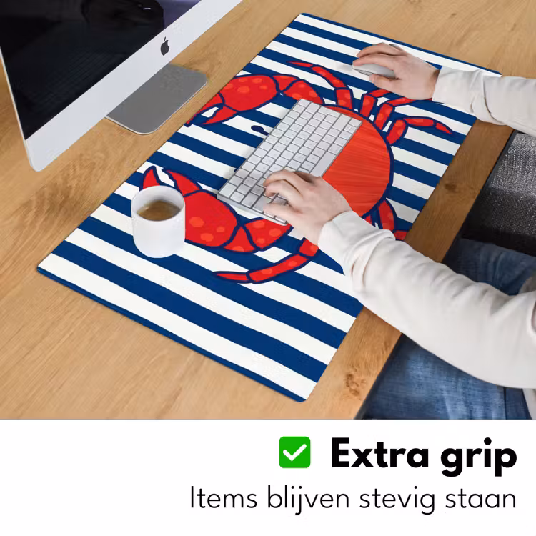 Krab - Strepen - Zeeleven - Illustratie - Rood Muismat XXL klein -sfeer3