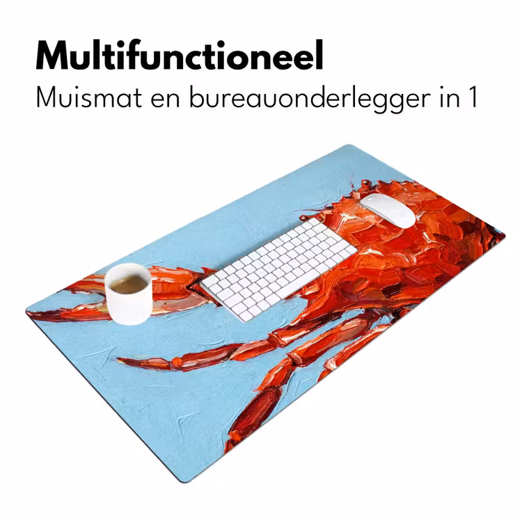 Krab - Zee - Dieren - Abstract - Rood Muismat XXL klein -sfeer4